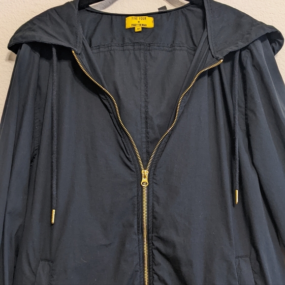 Five Four Poggy The Man Black Hooded Lightweight Parka Jacket Size Medium - Picture 2 of 8